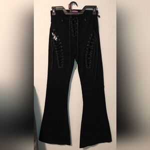 Edikted Black Lace-Up Flare Jeans